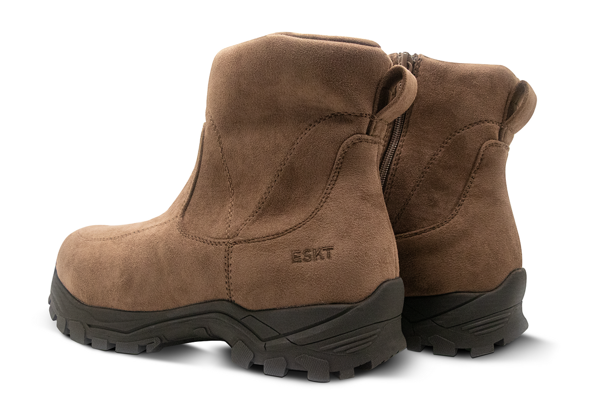 ESKT 男款咖啡色超細纖維拉鍊冬靴 SN267